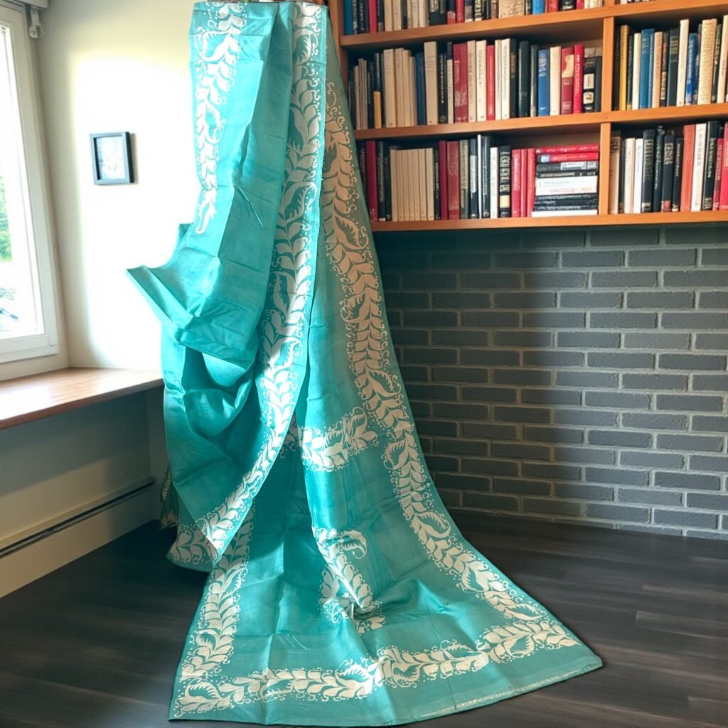 Sea green Pure silk saree